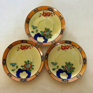 Vintage T Saucers Plates Lot Set Of 3 Floral Cherry Blossom Porcelain Japanese